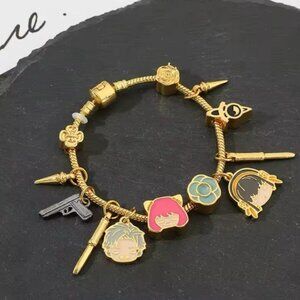 14K Gold Plated SPY X FAMILY Themed Loaded Charm Bracelet Unisex Anime Manga